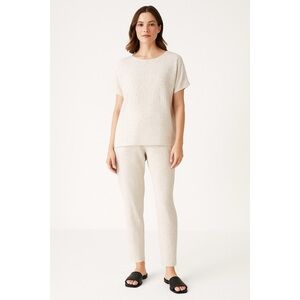 Eileen Fisher Tencel Viscose Mini Dash Print Matching Set — Boxy Top Ankle Pants
